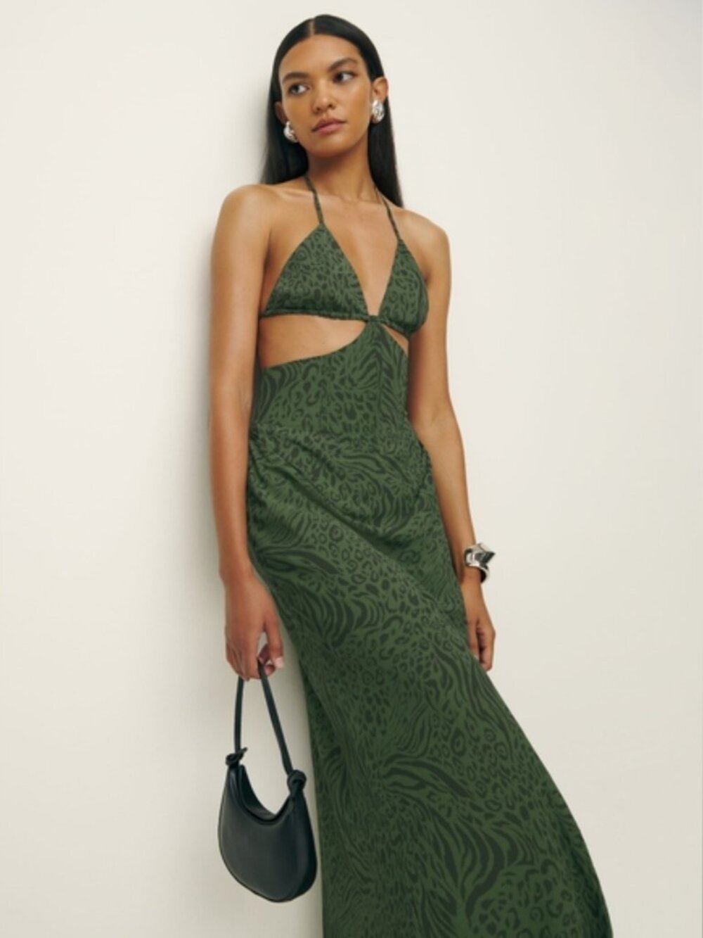 REFORMATION Romona Maxi Halter Dress Beach Coverup 6 Green Resortwear